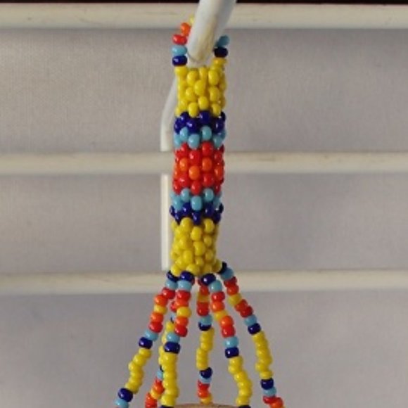 Doll House Miniature Unfinished Colorful Seed Bead Plant Hanger + Wood Pot DIY - Picture 9 of 12